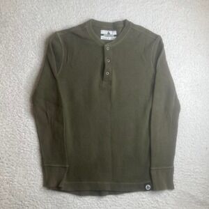 American Giant men's green thunderstorm Henley thermal shirt S